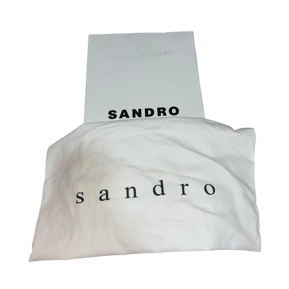 NIB NEW Sandro Faye Argent Snakeskin Embossed Leather Strappy Sandals - Picture 10 of 13